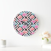 Flamingoes on Bold Design Pattern Große Wanduhr (Zuhause)