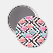 Flamingoes on Bold Design Pattern Magnet (Vorderseite/Rückseite)
