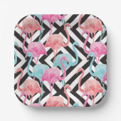 Flamingoes on Bold Design Pattern Pappteller (Vorderseite)