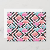 Flamingoes on Bold Design Pattern Postkarte (Vorne/Hinten)