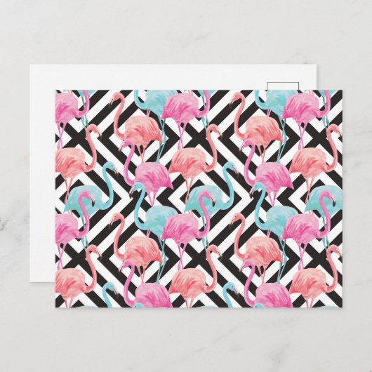 Flamingoes on Bold Design Pattern Postkarte (Vorne/Hinten)