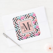 Flamingoes on Bold Design Pattern Quadratischer Aufkleber (Umschlag)