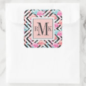 Flamingoes on Bold Design Pattern Quadratischer Aufkleber (Tasche)