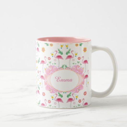 Flamingomuster Zweifarbige Tasse (Rechts)