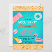 Flamingopool-Party Einladung (Vorderseite)