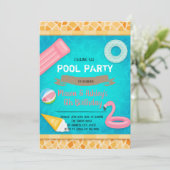 Flamingopool-Party Einladung (Stehend Vorderseite)