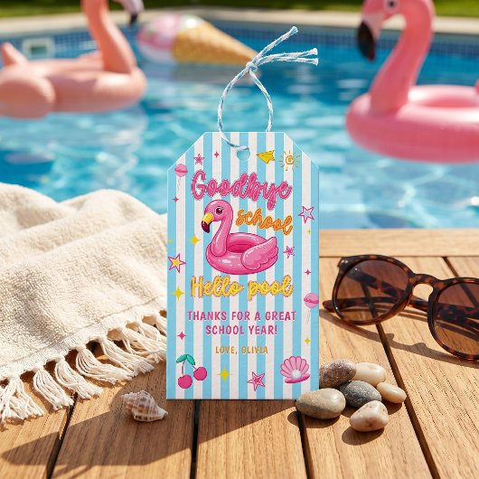 Flamingos Abschied Schule Hallo Pool Geschenkanhän Geschenkanhänger