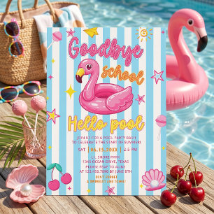 Flamingos Abschied Schule Hallo Pool Streifen Einl Einladung