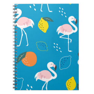 Flamingos, abstrakte tropische Früchte, trendige P Notizblock