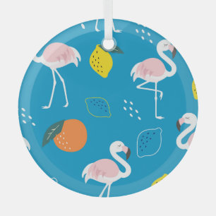 Flamingos, abstrakte tropische Früchte, trendige P Ornament Aus Glas