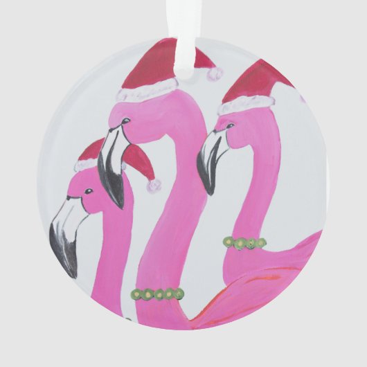 Flamingos Akrylorische Weihnachtszeit Ornament (Rückseite)