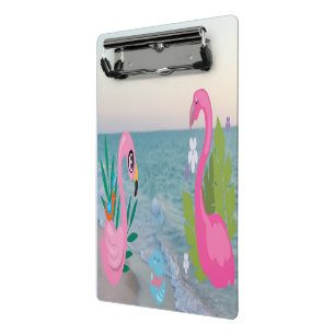 Flamingos am Meer Mini Klemmbrett