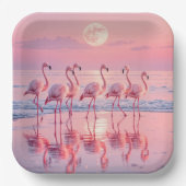 Flamingos am rosa Strand Pappteller (Vorderseite)