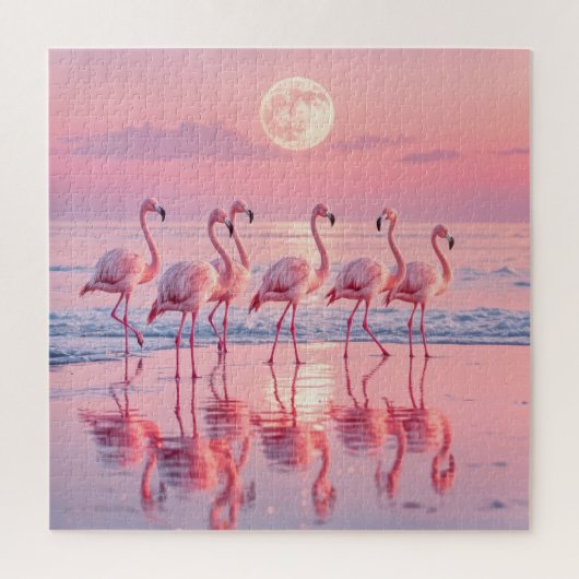 Flamingos am rosa Strand Puzzle (Vertikal)