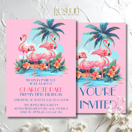Flamingos am Strand Birthday Tropical Summer Einladung