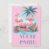 Flamingos am Strand Birthday Tropical Summer Einladung (Rückseite)