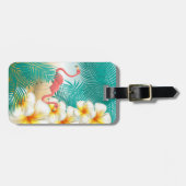 Flamingos an einem Aquamarinen tropischen Strand Gepäckanhänger (Vorderseite horizontal)
