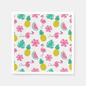 Flamingos, Ananas und Blume Serviette (Vorderseite)