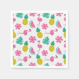 Flamingos, Ananas und Blume Serviette