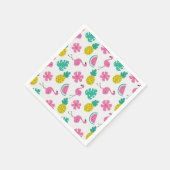 Flamingos, Ananas und Blume Serviette (Ecke)
