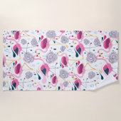Flamingos and tropical flowers pattern strandtuch (Vorderseite)