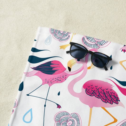 Flamingos and tropical flowers pattern strandtuch (Beispiel)