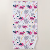 Flamingos and tropical flowers pattern strandtuch (Vorderseite)