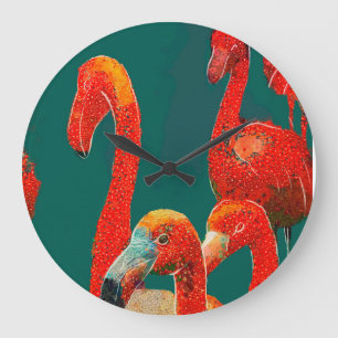 FLAMINGOS ART WALL CLOCK GROßE WANDUHR