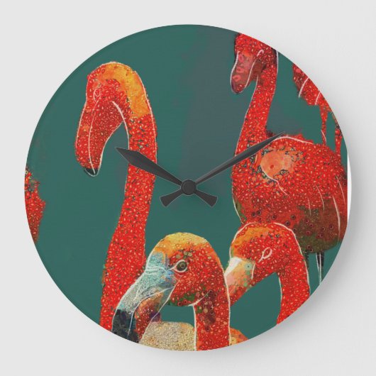 FLAMINGOS ART WALL CLOCK GROßE WANDUHR (Vorderseite)