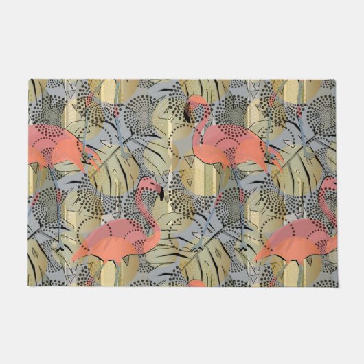 Flamingos auf abstraktem Hintergrund. Fußmatte (Vorderseite)