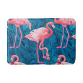 Flamingos auf blauen Bananen-Blätter Badematte (Vorderseite)