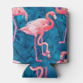 Flamingos auf blauen Bananen-Blätter Dosenkühler (Rückseite)
