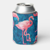 Flamingos auf blauen Bananen-Blätter Dosenkühler (Kanne Rückseite)