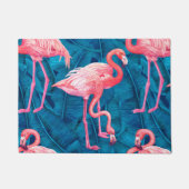 Flamingos auf blauen Bananen-Blätter Fußmatte (Vorderseite)