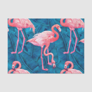Flamingos auf blauen Bananen-Blätter Seidenpapier