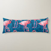 Flamingos auf blauen Bananen-Blätter Seitenschläferkissen (Vorderseite)