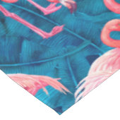 Flamingos auf blauen Bananen-Blätter Tischdecke (Schrägansicht)