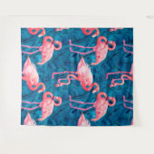 Flamingos auf blauen Bananen-Blätter Wandteppich (Vorderseite (Horizontal))