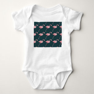 Flamingos auf blauen, Vintagen, nahtlosen Mustern. Baby Strampler
