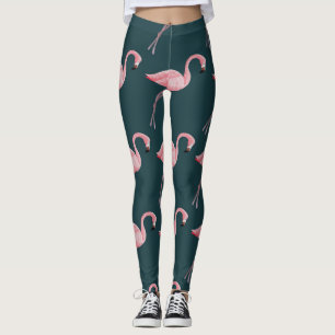 Flamingos auf blauen, Vintagen, nahtlosen Mustern. Leggings