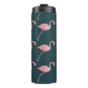 Flamingos auf blauen, Vintagen, nahtlosen Mustern. Thermosbecher