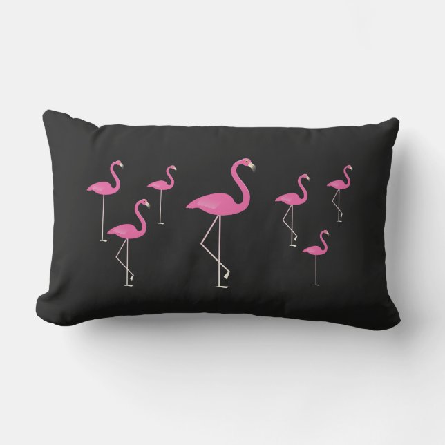 Flamingos auf dem Schwarzen - im Freien Kissen Für Draußen (Vorderseite)