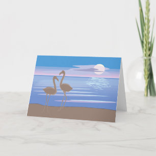 Flamingos auf der Beach Grußkarte Karte