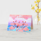 Flamingos auf der Parade-Karte Karte (Gelbe Blume)