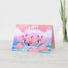 Flamingos auf der Parade-Karte Karte