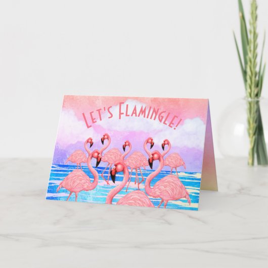 Flamingos auf der Parade-Karte Karte (Vorderseite)