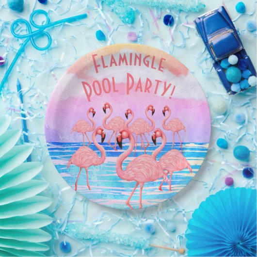 Flamingos auf der Parade Pappteller (Party)