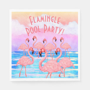 Flamingos auf der Parade Serviette