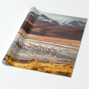FLAMINGOS AUF EINEM GEWÄSSER GESCHENKPAPIER