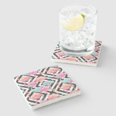 Flamingos auf feinem Design-Muster Steinuntersetzer (Seitenansicht)